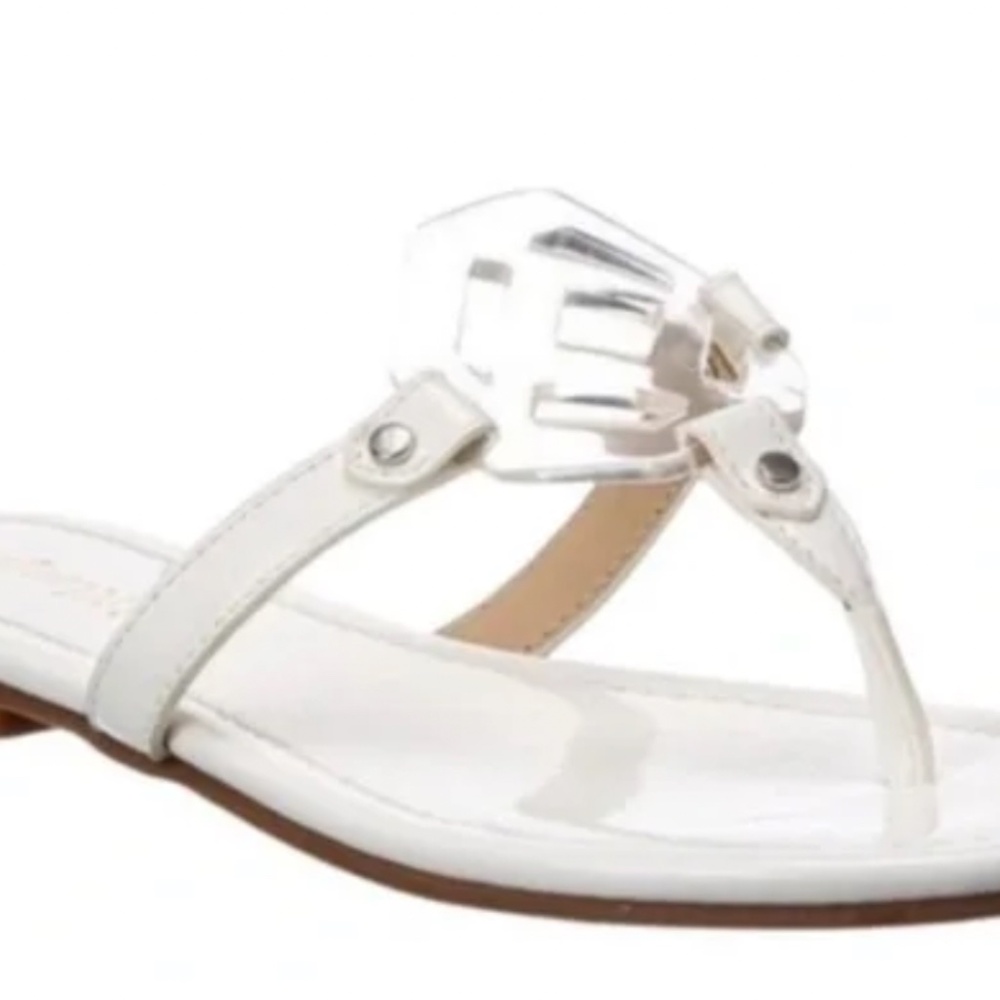 J. McLaughlin Lucy White Clear Sandals Flip Flops Shoes Size 6